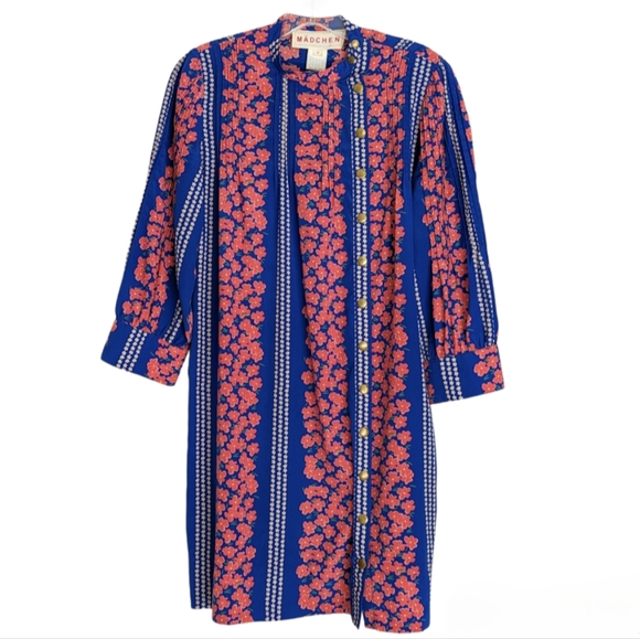 Mädchen Anthropologie Blue & Pink Floral Print Shift Dress Sz 6 - Picture 2 of 9